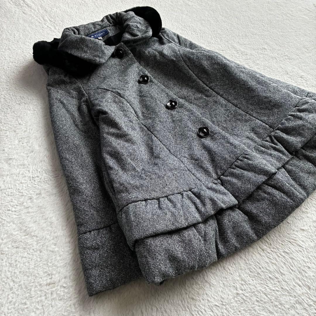 M'S GRACY 美品 レッキスファー フード付きフリルコート 38 黒