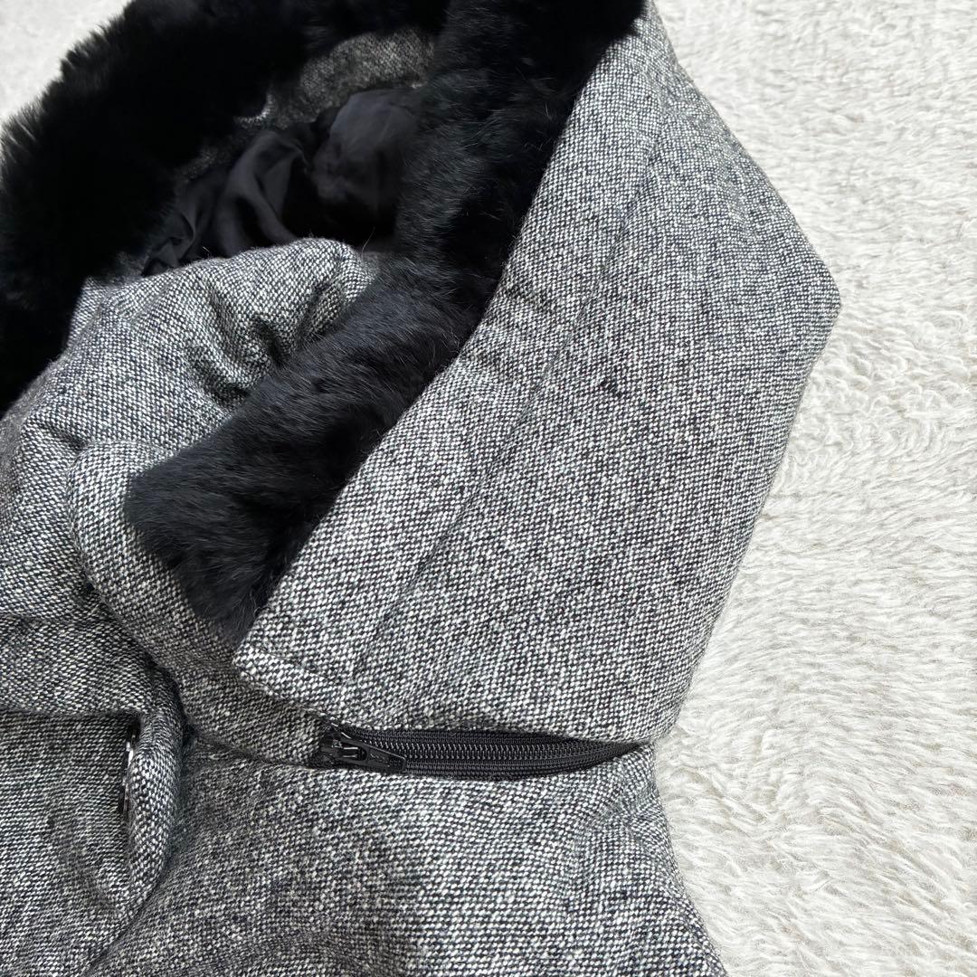 M'S GRACY 美品 レッキスファー フード付きフリルコート 38 黒