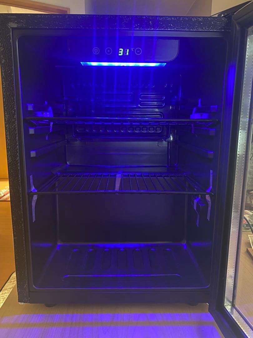 冷蔵庫 48L 小型 透明ガラスドア ステンレス　おしゃれ 静音 省エネ