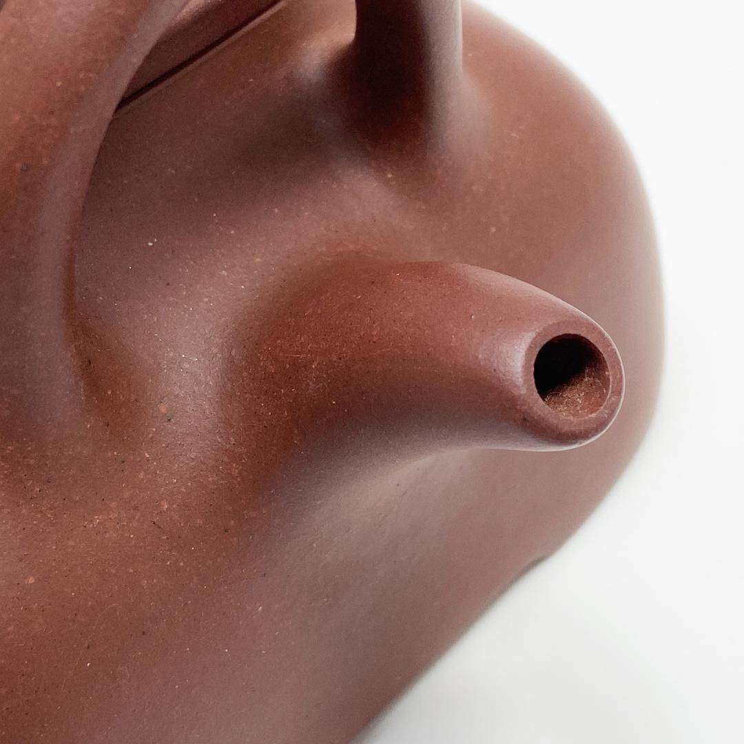 中國宜興 婉芬 朱泥紫砂 蓋内在銘 提梁 急須 茶器 陶器工芸 茶道具