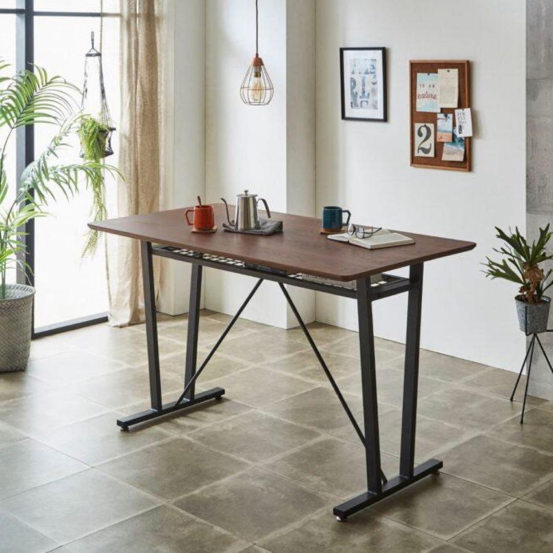 カウンターテーブル　棚付き　ウォールナット　ブラウン　ダイニング　モダン　お洒落