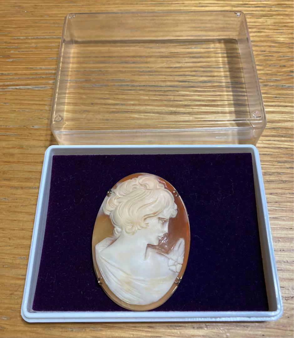 天然シェルカメオ アンティーク プローチ　ペンダント