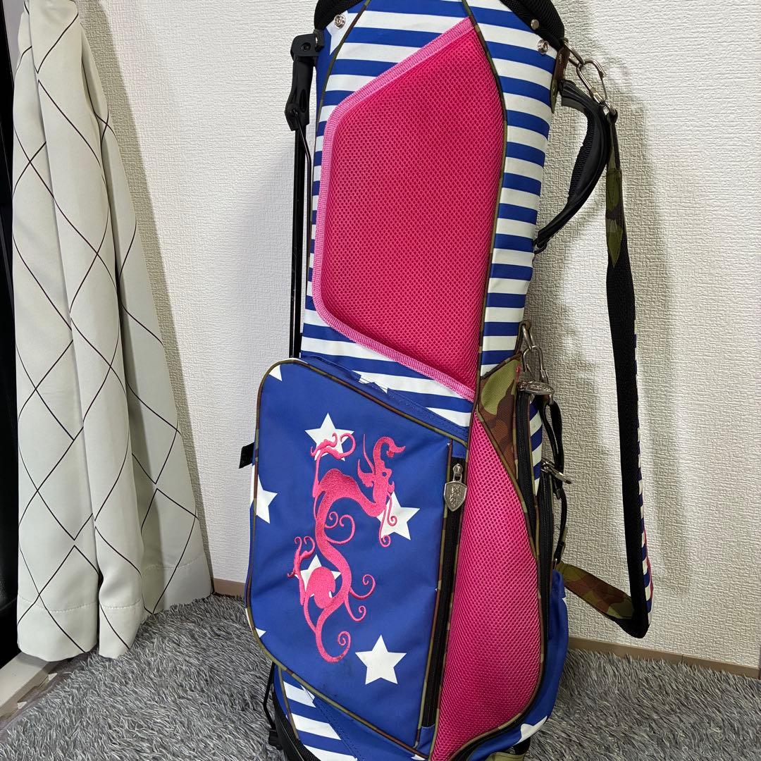 ダンスウィズドラゴン キャディバッグ スタンド式 4分割 軽量モデル 迷彩 星柄