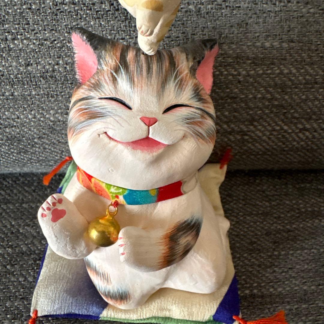 招き猫　猫の置物 もりわじんさん　手捻り１点もの