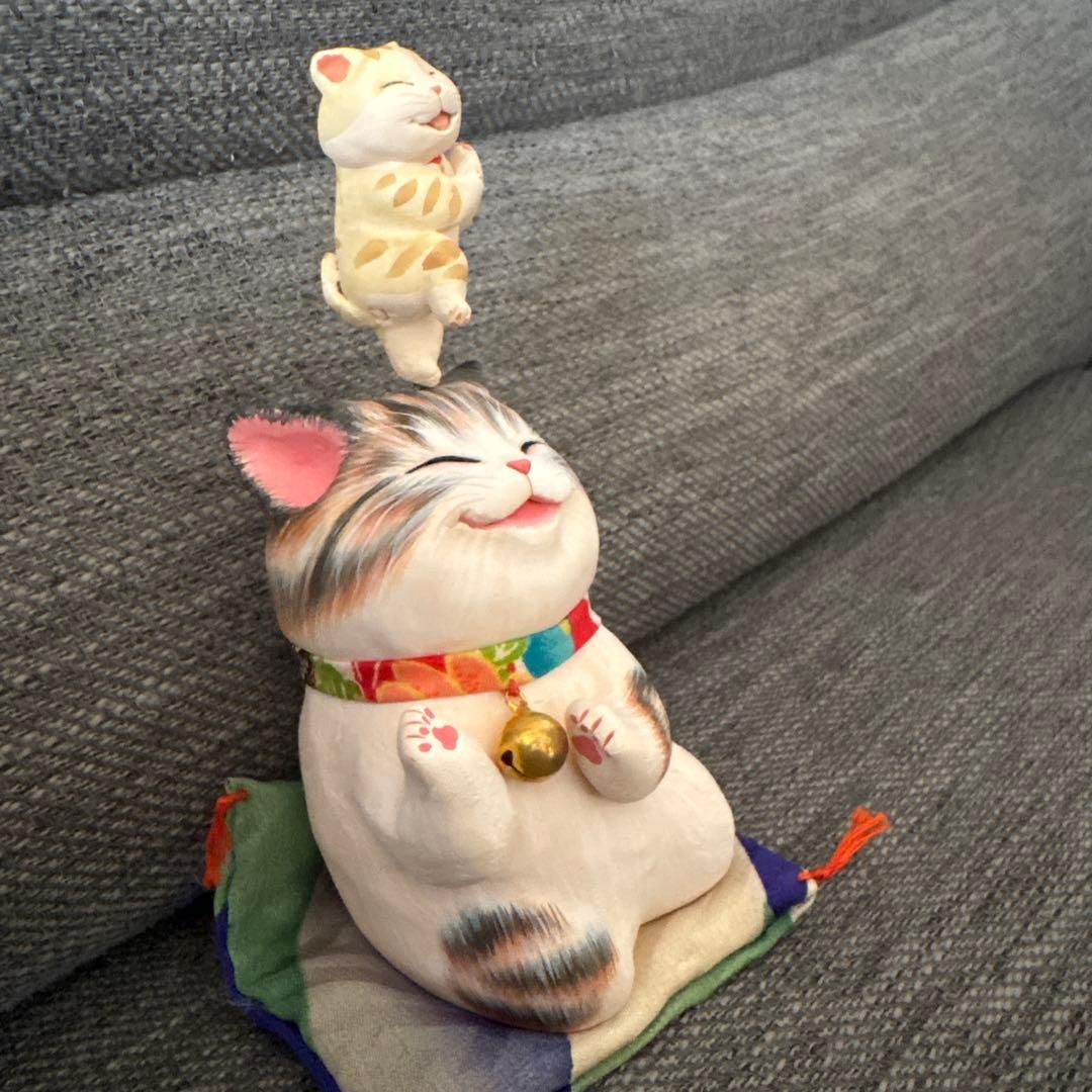 招き猫　猫の置物 もりわじんさん　手捻り１点もの
