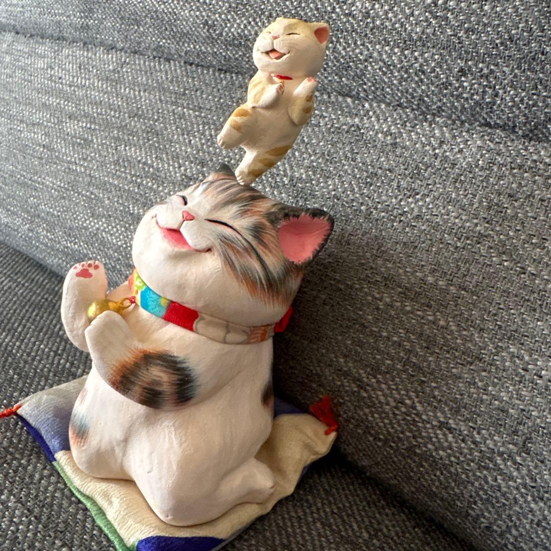 招き猫　猫の置物 もりわじんさん　手捻り１点もの