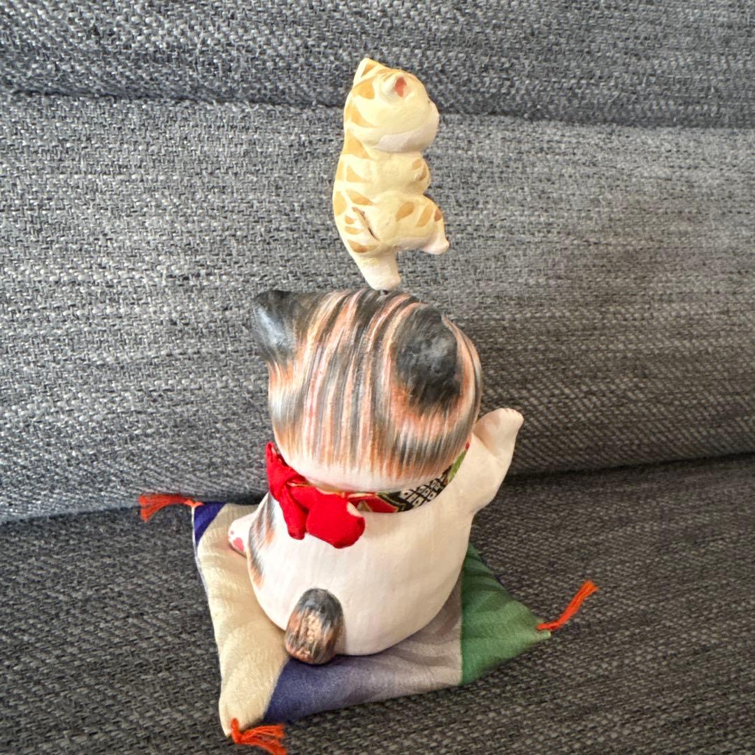 招き猫　猫の置物 もりわじんさん　手捻り１点もの