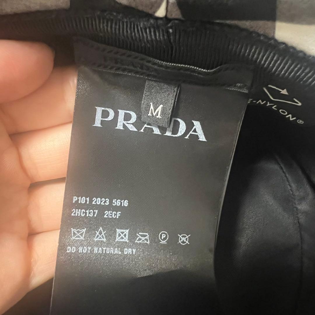 プラダ PRADA バケットハット チェック トライアングルロゴ