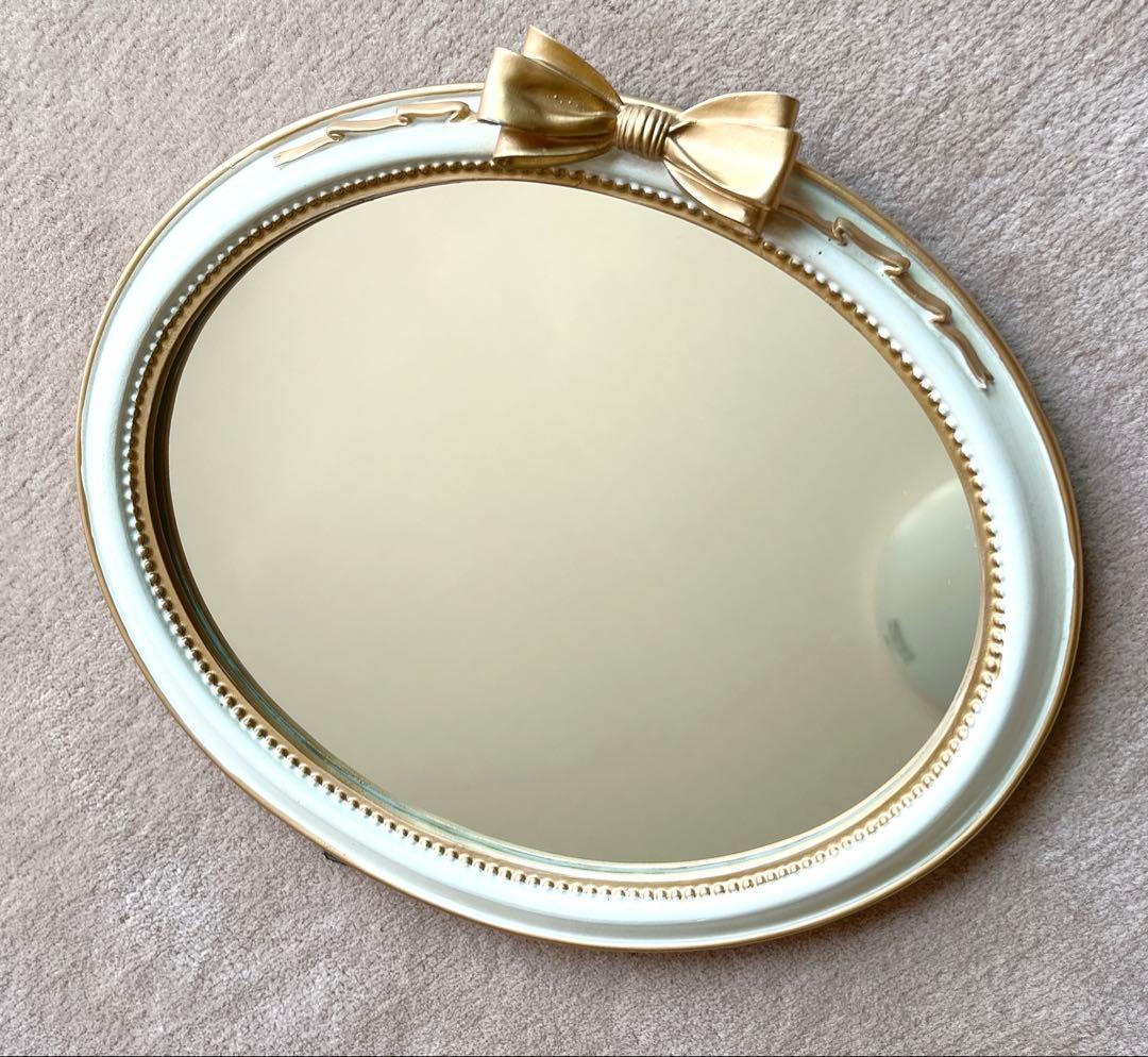 美容室サロンに人気!クラシックなロココ調ミラー　壁掛けミラーアンティークホワイト