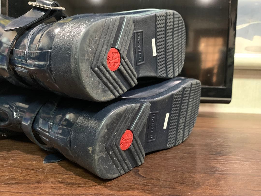 【HUNTER】 長靴 レインブーツ ベルト レディース US6 ネイビー