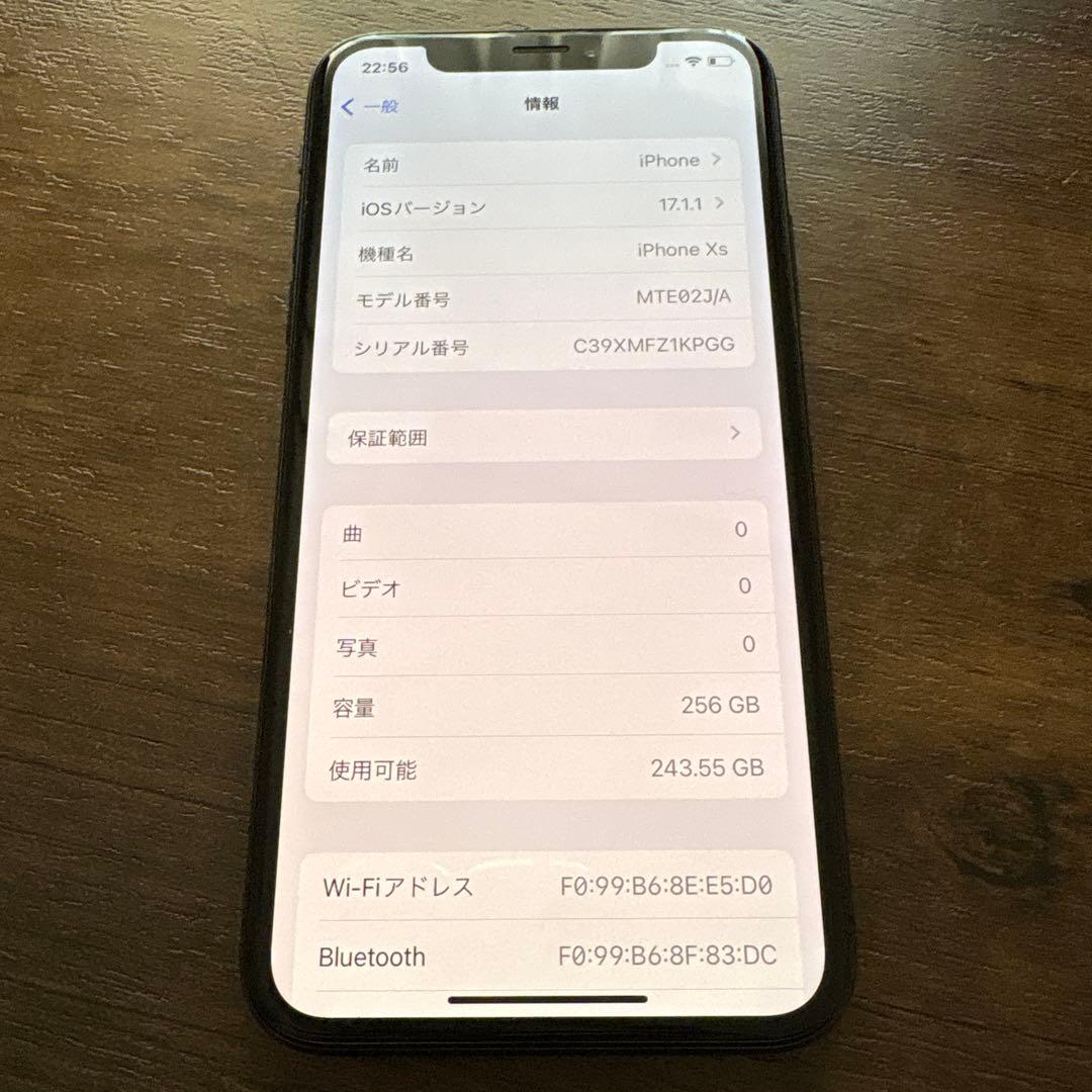 iPhoneXS 256GB スペースグレイ　バッテリー　画面パネル付き