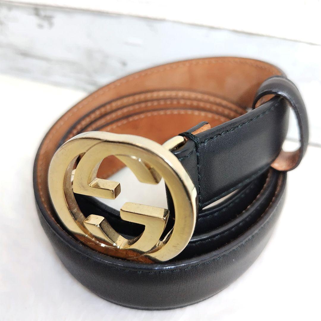 ✨美品✨ GUCCIベルト インターロッキング ブラック  レディース