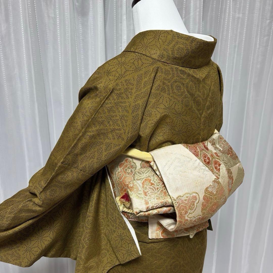 u*o様 紬　結城紬系　小紋　正絹　フルセット　真綿紬　袷　状態良好　裄丈70