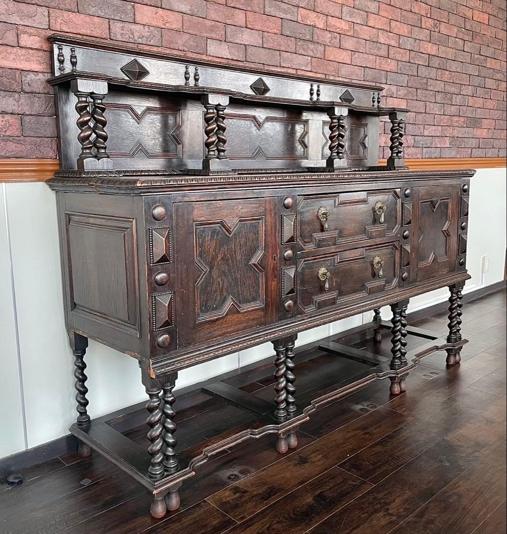 イギリス製 アンティーク キャビネット ヴィンテージ 棚 什器 引き出し 鍵付き