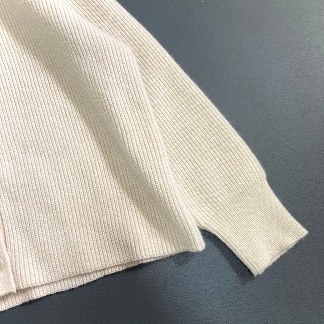 美品 SOÉJU ラクーン混Vネックニットカーディガン アイボリー M