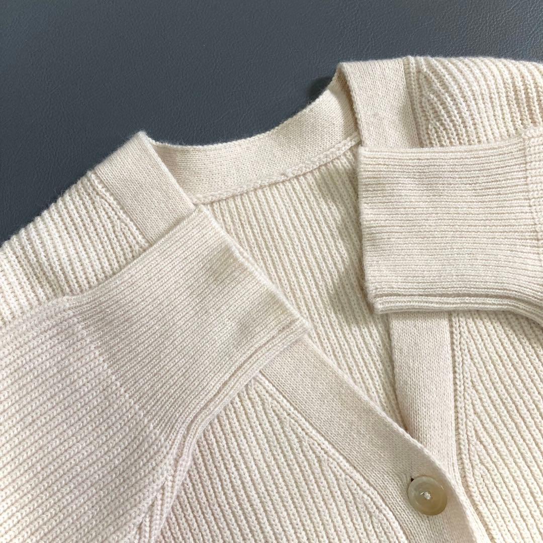 美品 SOÉJU ラクーン混Vネックニットカーディガン アイボリー M