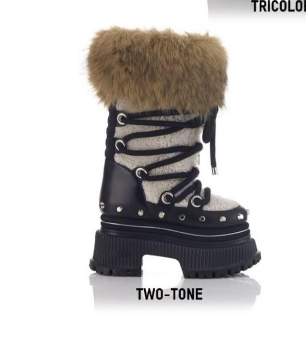 【新品未使用】YELLO TWO-TONE ファーブーツ　sサイズ