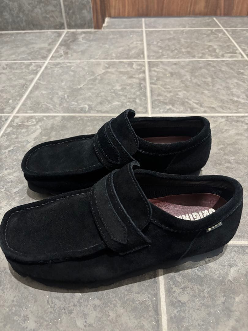 Clarks 黒 モカシン UK6.5/24.5cm クラークス ワラビー