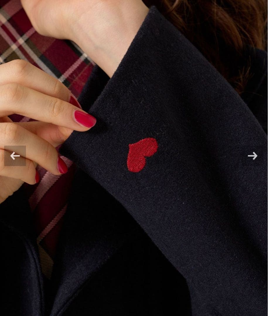 TINA:JOJUN ハート刺繍ウールミックスピーコート