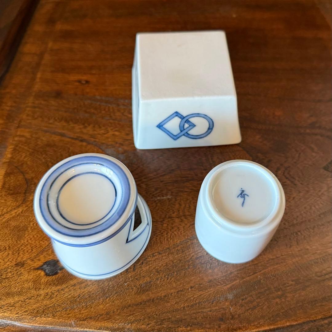 専用三点まとめ　煎茶道具3点まとめ　茶巾筒　盆巾筒　蓋置／茶碗6客/茶筒　方円紋