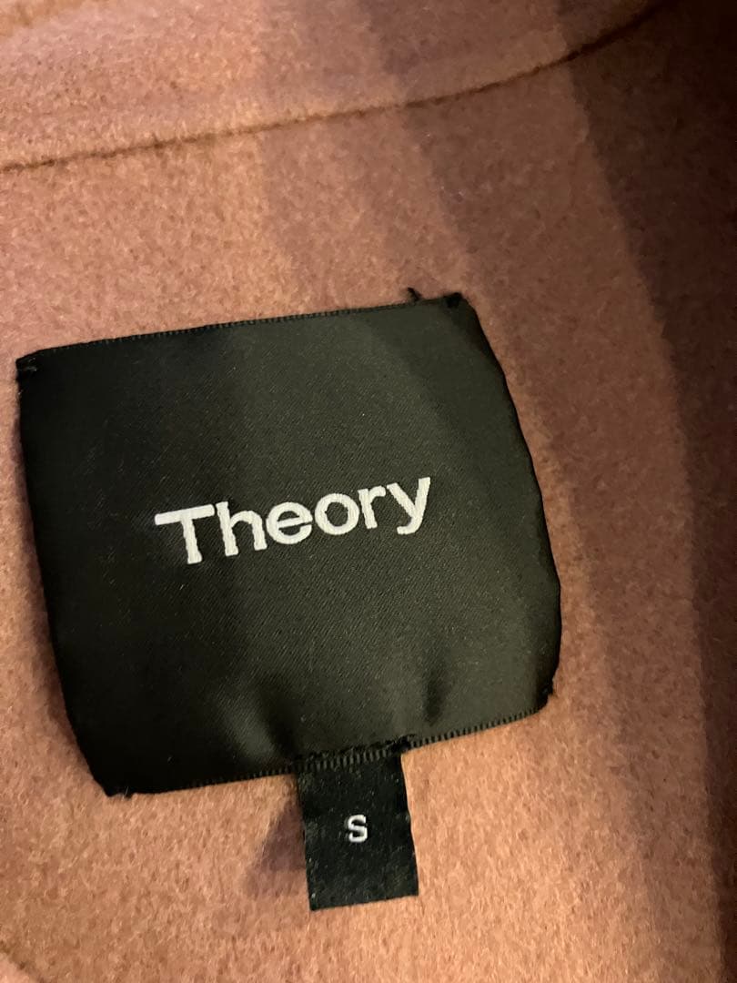 美品Theory ウールカシミヤダブルフェイスピーコート　ピンク