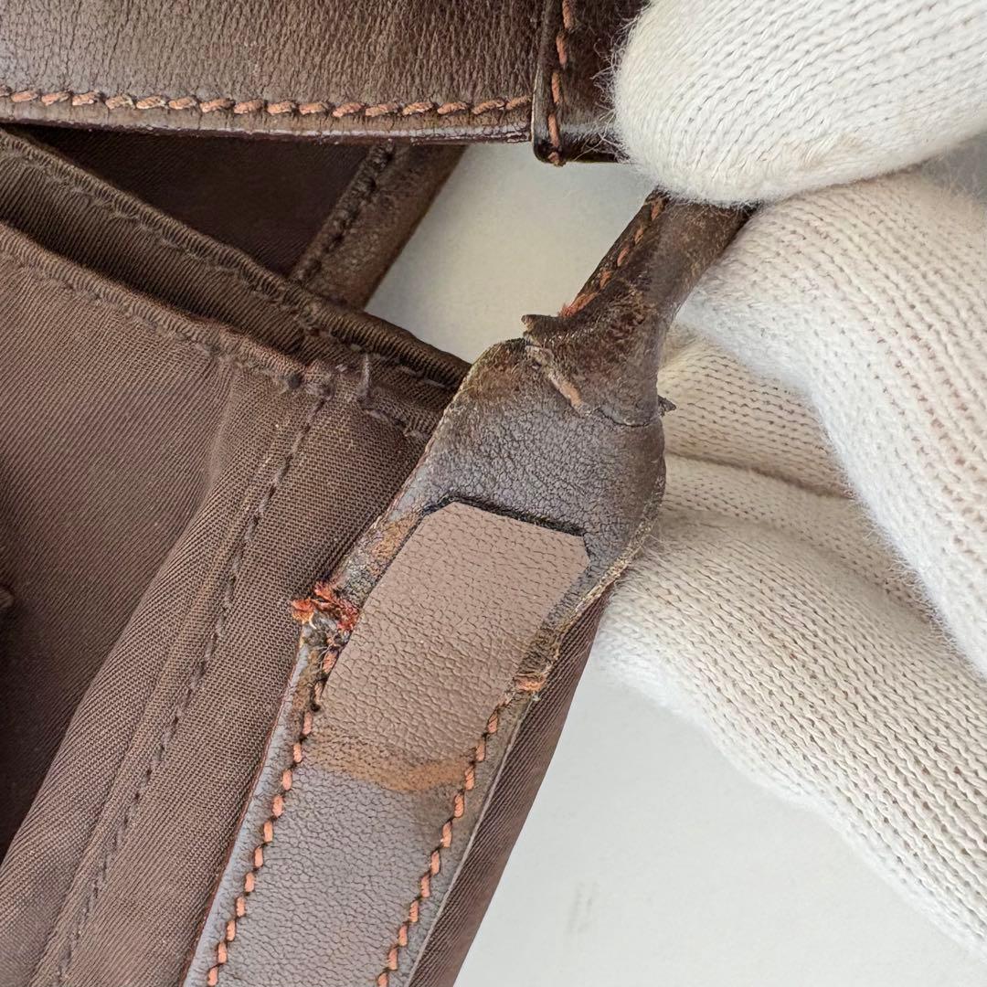 PRADA プラダ 三角ロゴ ショルダーバッグ レザー ブラウン ナイロン