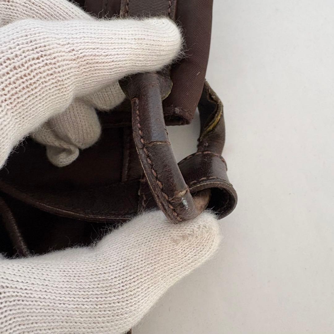 PRADA プラダ 三角ロゴ ショルダーバッグ レザー ブラウン ナイロン