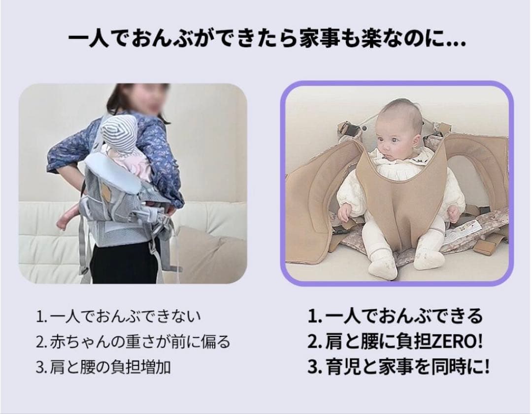 ベビースワン 抱っこ紐 グレー 5WAY よだれかけ2枚つき