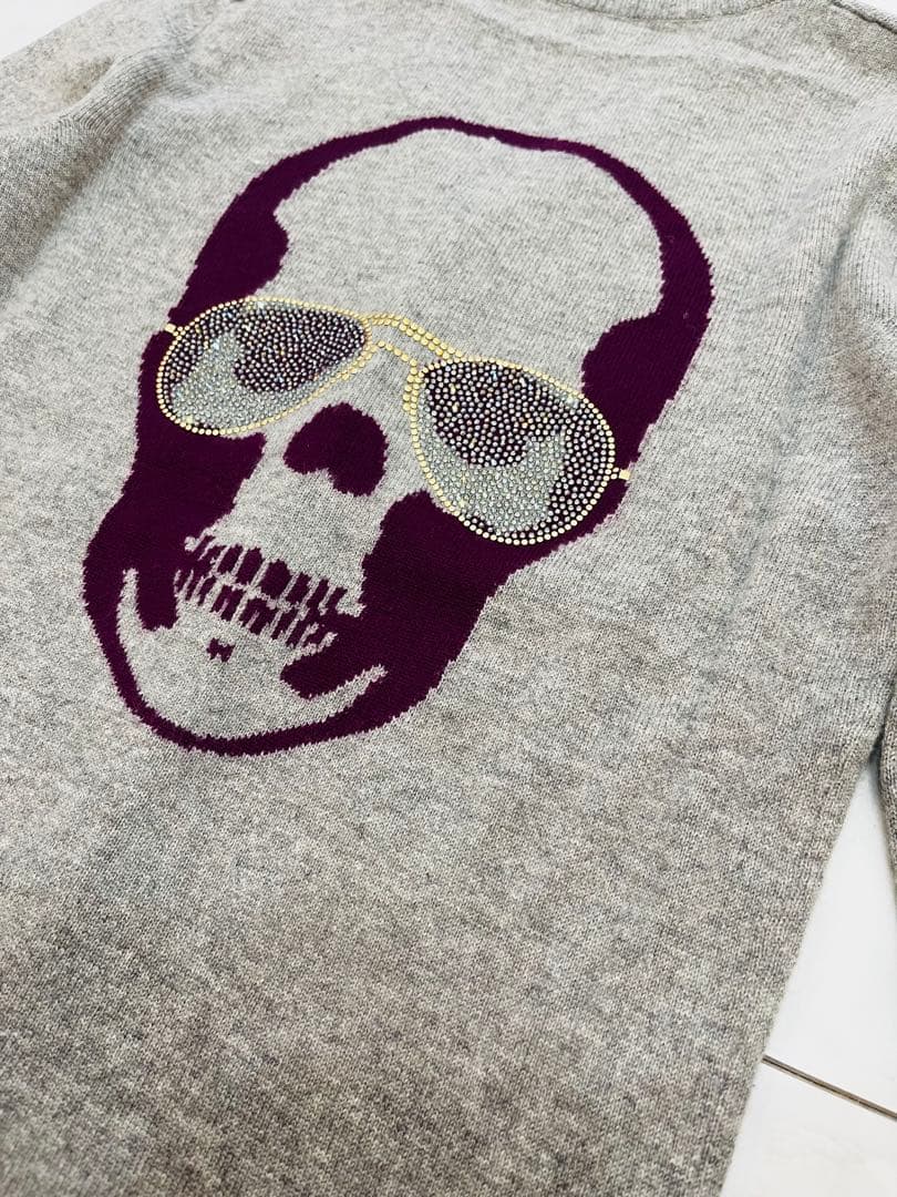 極美品 ルシアンペラフィネ スカル バックデザイン キラキラ カーディガン