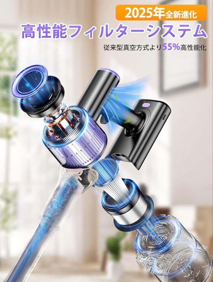 【新品未使用】掃除機 コードレス スティッククリーナー本体 紫色 充電式