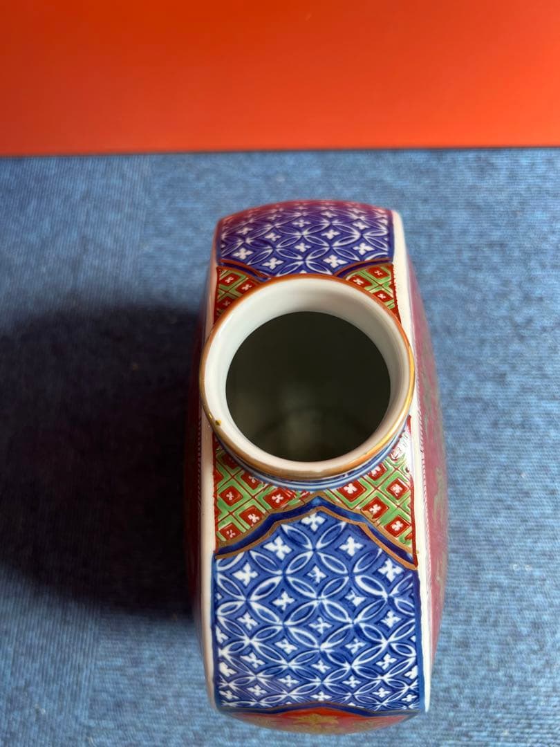 876   染錦壺　鳳凰図絵　時代物　工芸品