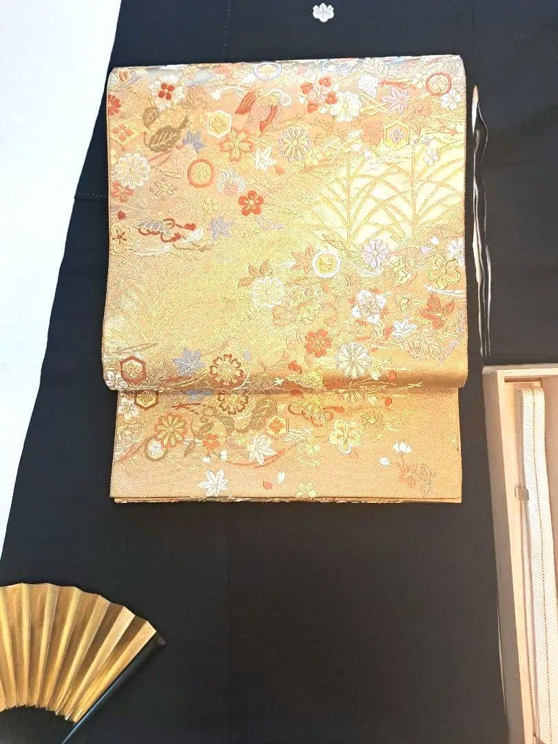 美品❇️豪華黒留袖　手描友禅暈し染め ５つ紋　比翼仕立て　ブルセット