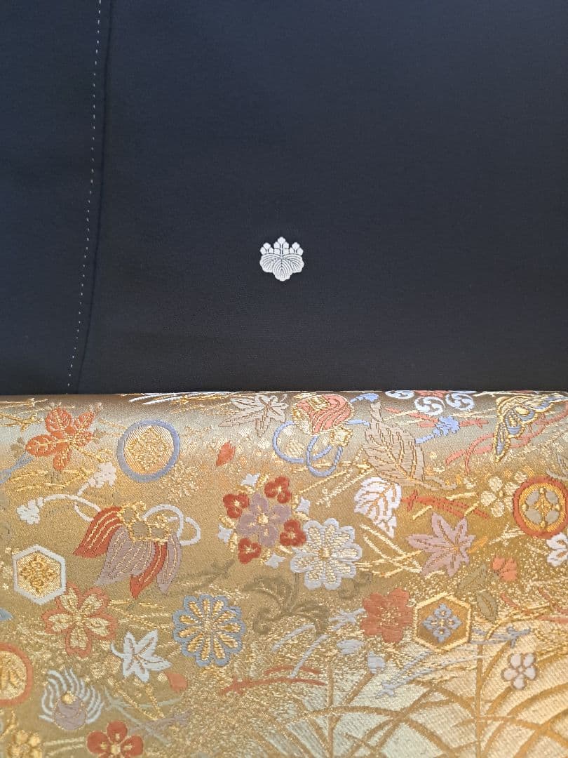 美品❇️豪華黒留袖　手描友禅暈し染め ５つ紋　比翼仕立て　ブルセット