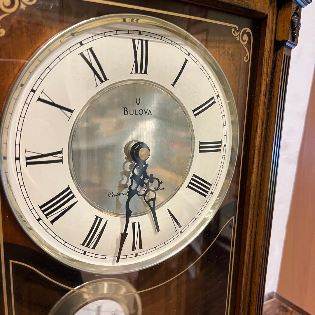 BULOVA ブローバ 置時計 クオーツ チャイム 木製 クラシック 振り子時計