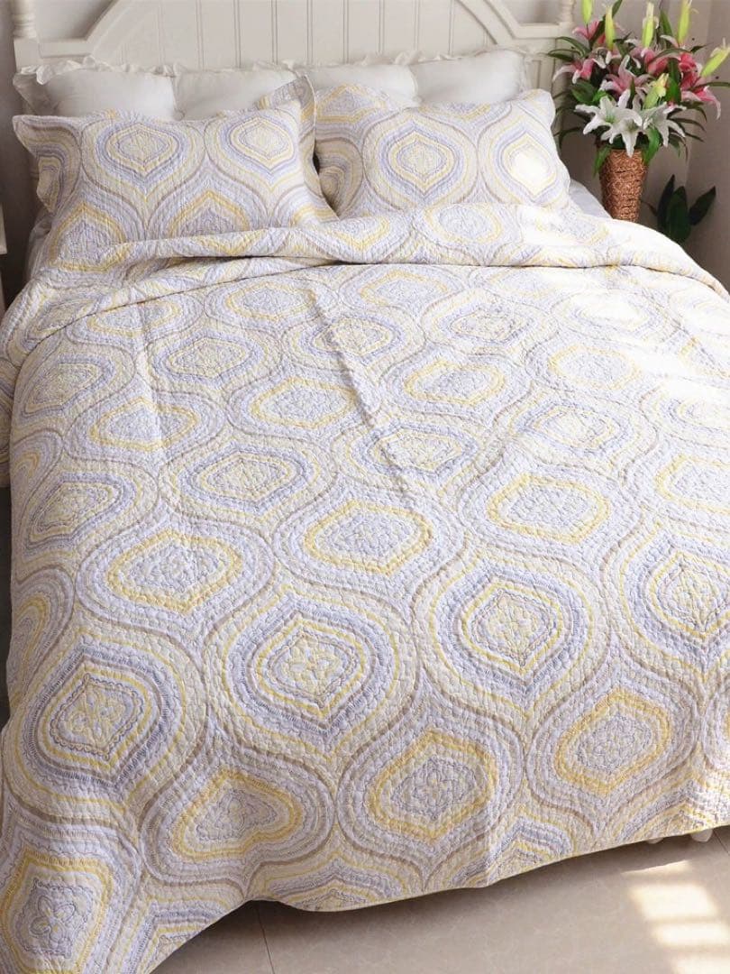 キルトベッドカバー3点セット綿マルチカバー キルティング 839