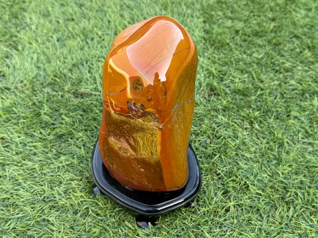 佐渡赤玉石 赤玉石 赤石 錦紅石 錦石 五色石 鑑賞石 水石 盆石 台座付き