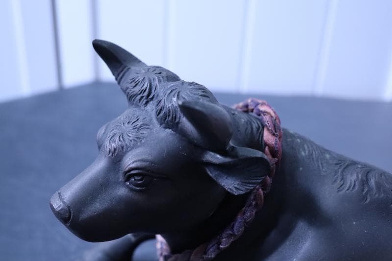 高岡銅器◆鋳銅古銅【夫婦牛】床置き　全幅33㎝/28㎝　重さ4.2キロ/2キロ