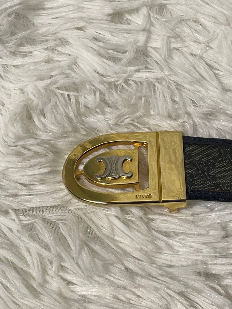CELINE セリーヌ マカダム柄 本革　レザーベルト トリオンフ　イタリア製