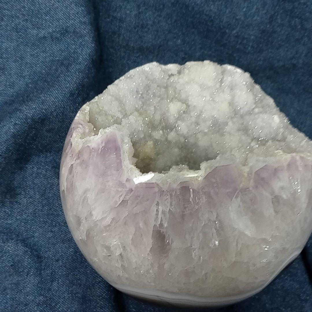 アメジスト 球体 置物 木製台座付き