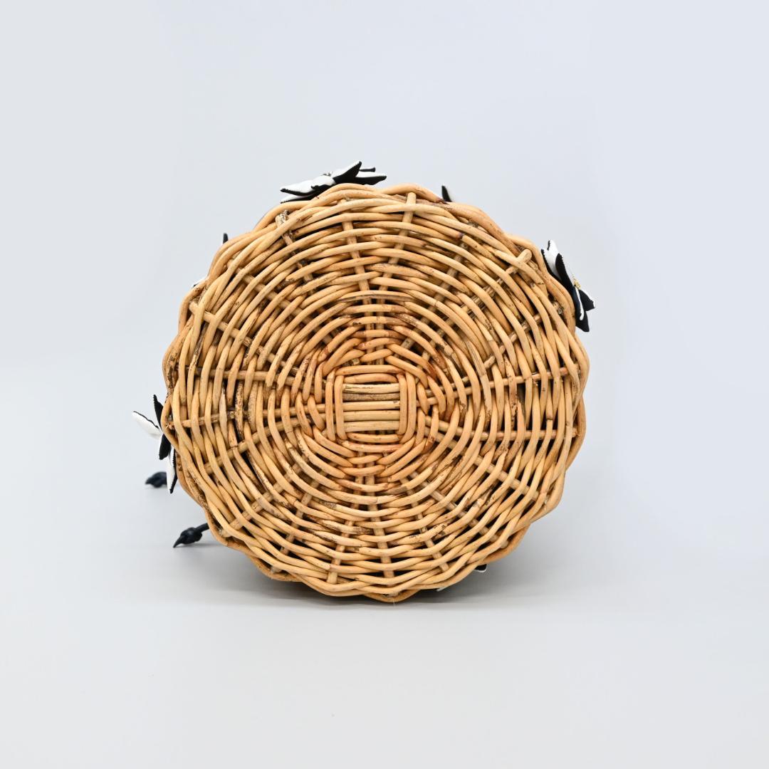 46213★ラドロー カゴバッグ 花 籐 ラタン×レザー デイジー　ディジー