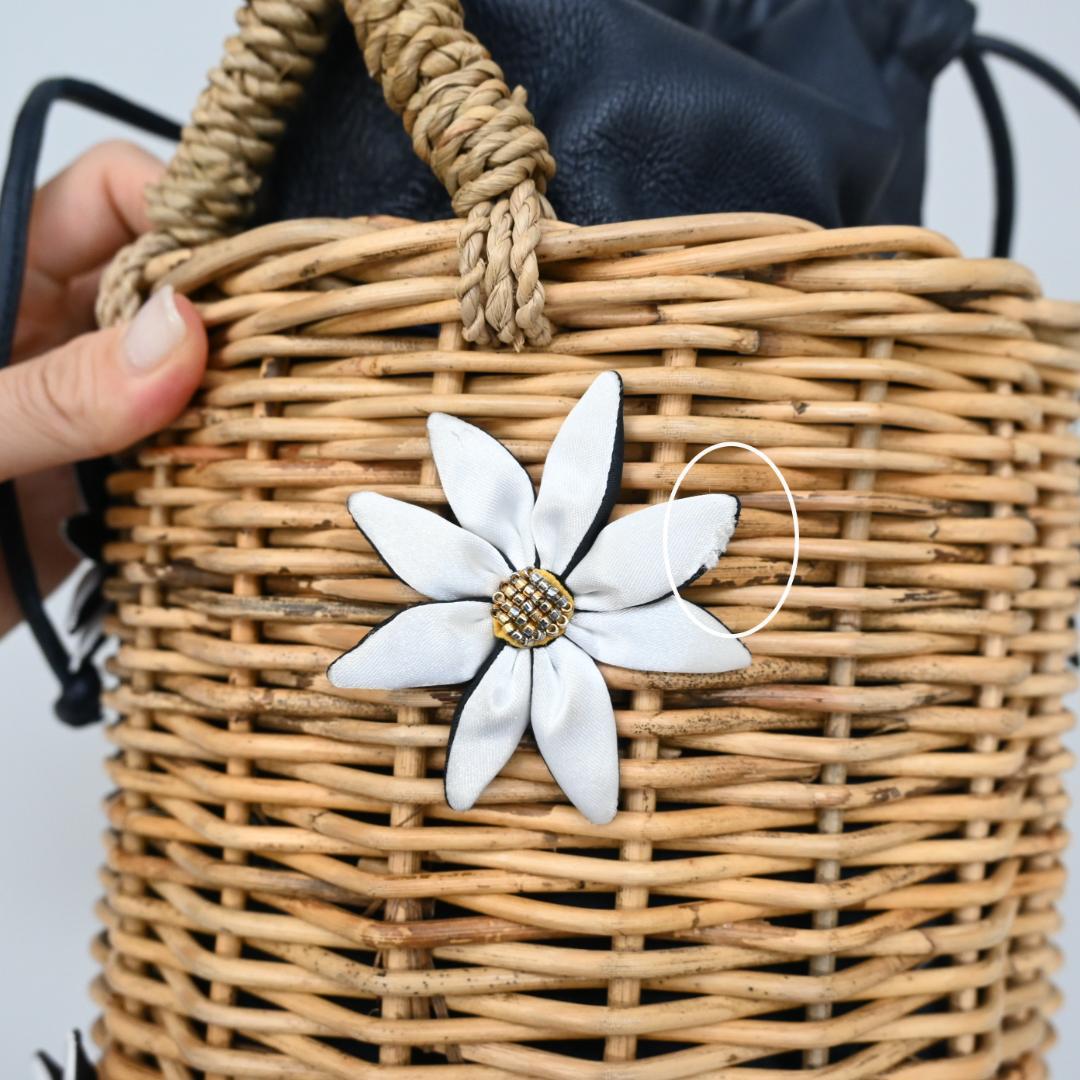 46213★ラドロー カゴバッグ 花 籐 ラタン×レザー デイジー　ディジー