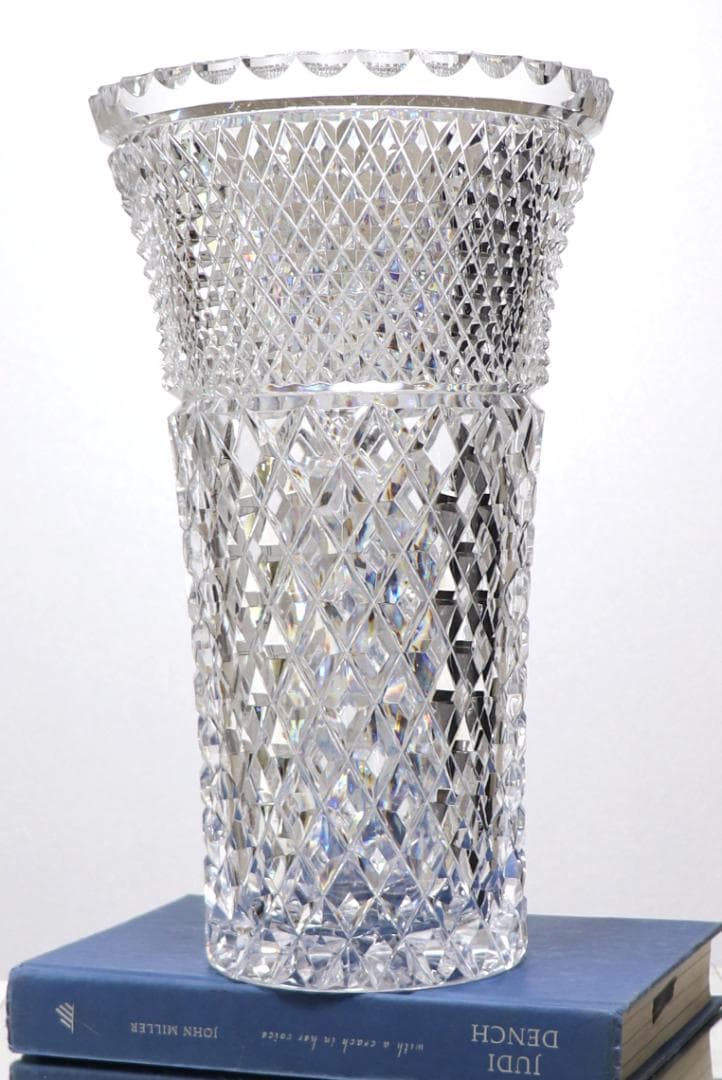 オールド・バカラ 1890年頃特大傑作 32cm2.8kg 切子花瓶 ディアマン