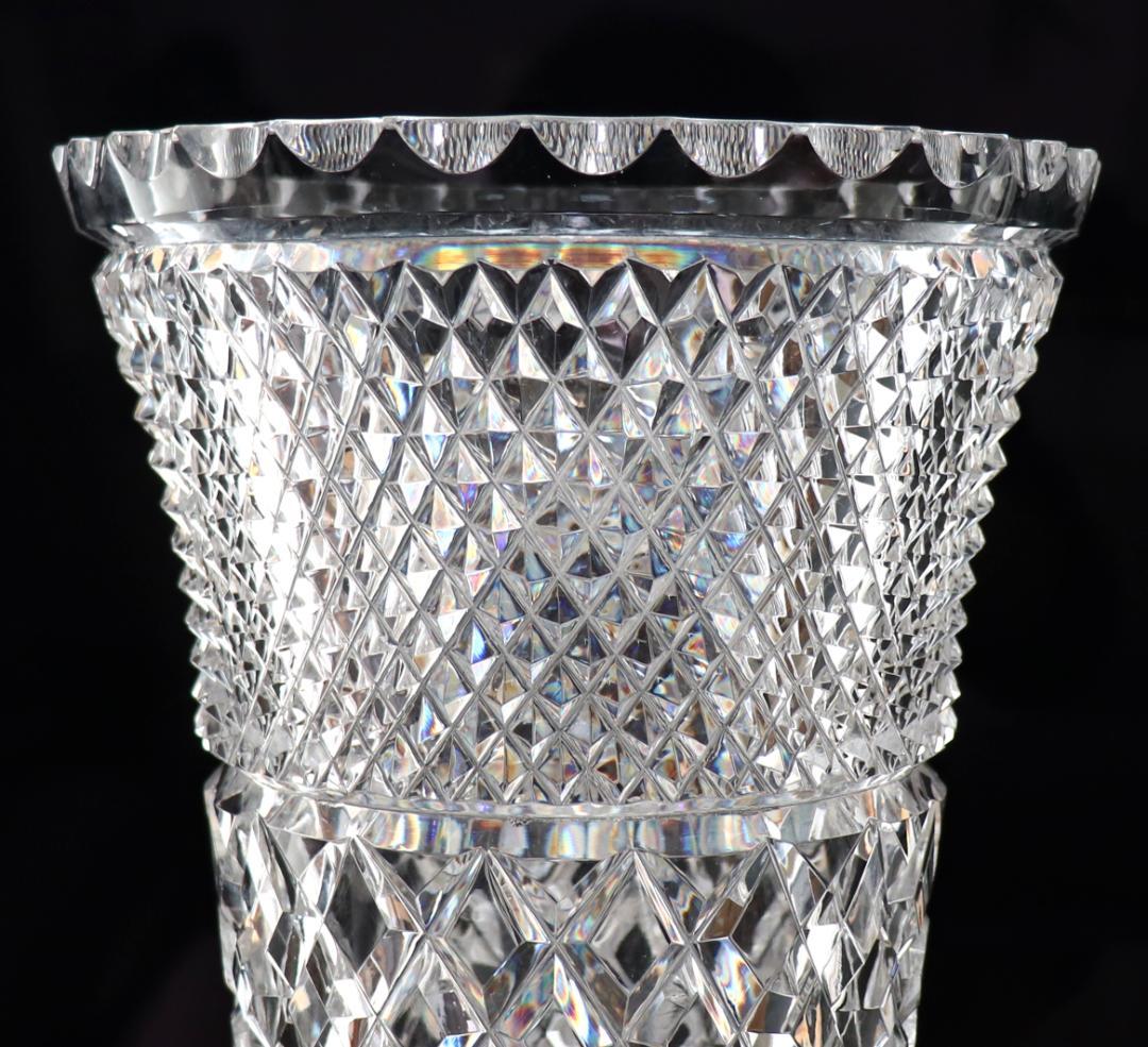 オールド・バカラ 1890年頃特大傑作 32cm2.8kg 切子花瓶 ディアマン