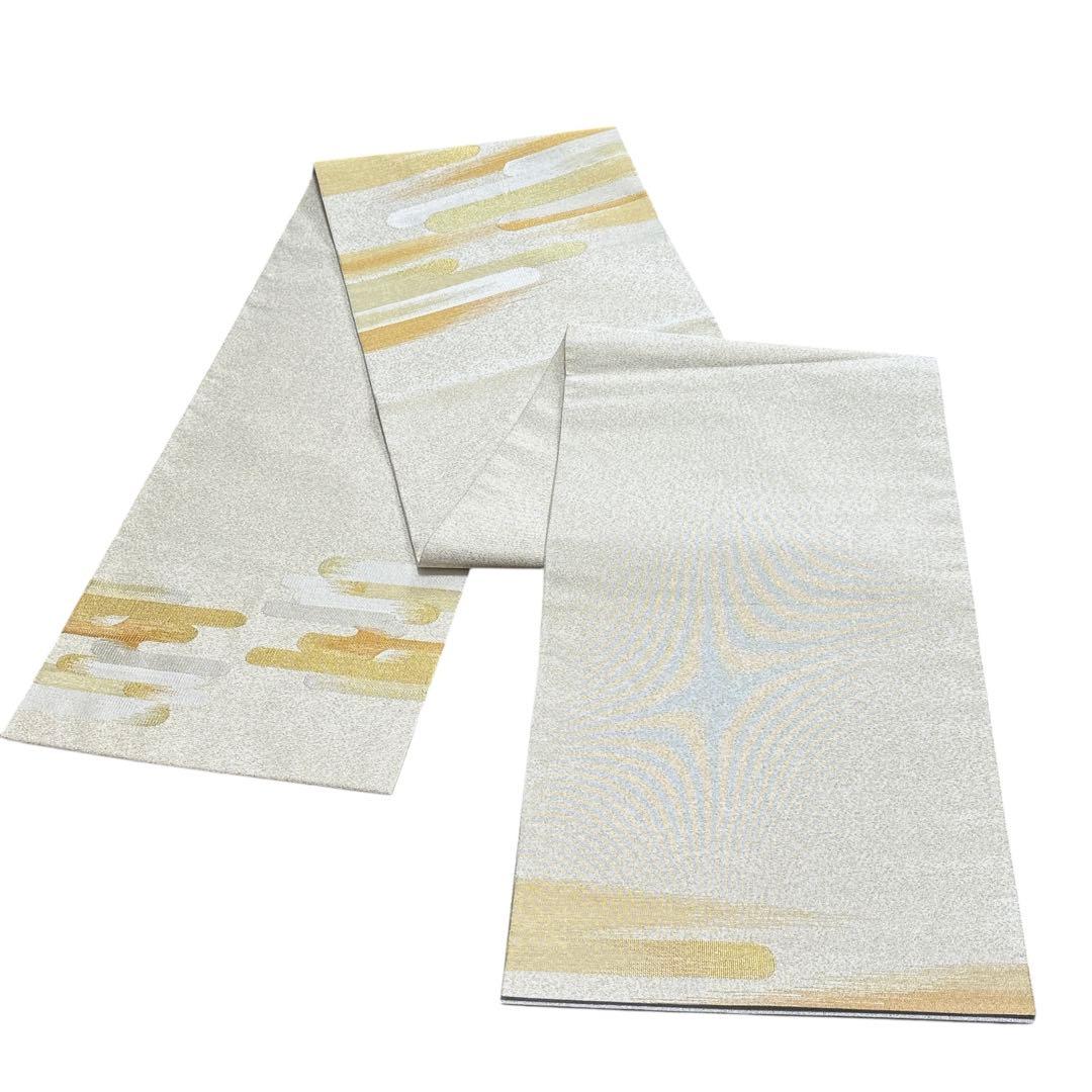 AA21未着用　袋帯 大太鼓 手おり　綴れ　金銀通 正絹 着物