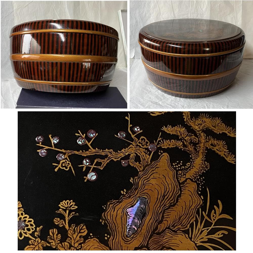 e3145 藤井象湖 寄木 取込盆 急須盆 巾筒 茶櫃 煎茶盆 螺鈿 煎茶道具