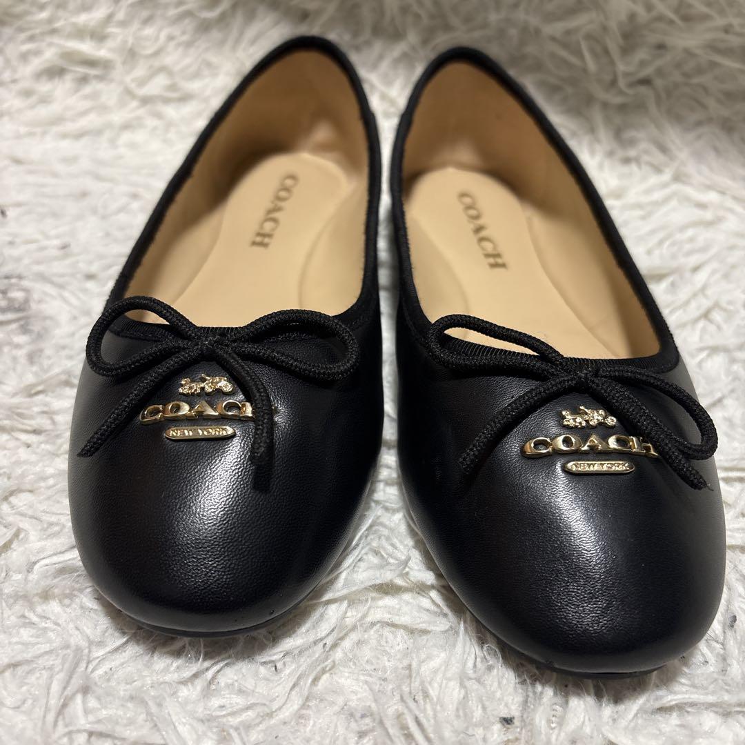 COACH コーチ バレエシューズ フラットシューズ 黒 5C レザー