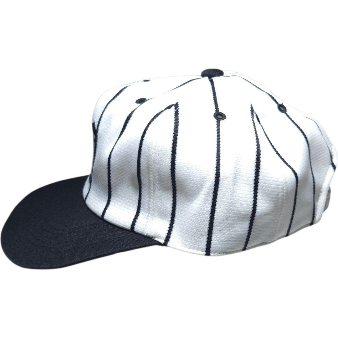 80s 阪神タイガース ストライプ ベースボールキャップ 刺繍ロゴ LL