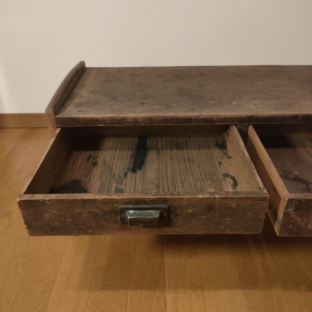 アンティーク 木製 文机 引出し2つ付 和製 昭和レトロ ローテーブル 座机