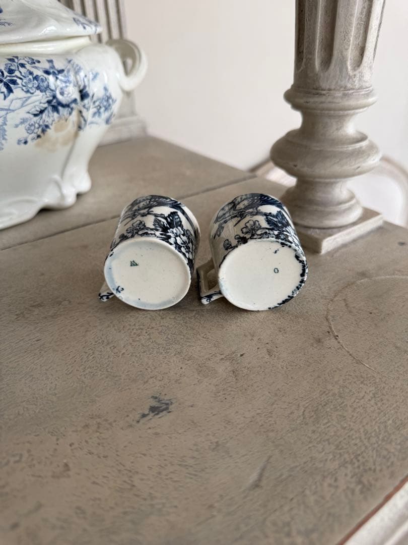 フランスアンティーク陶器リュネビィルMesangeディネットおままごとカップ