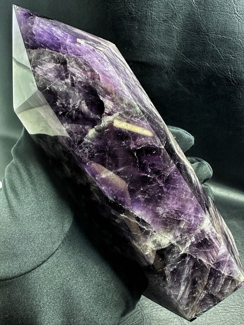 巨大☆キラキラ☆アメジスト 六角柱 水晶パワーストーン 天然石 原石A1188
